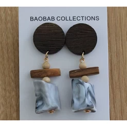 Baobab Earrings Wooden Grey/Brown