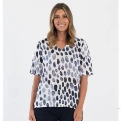 Maglia V Neck 3/4 Sleeve Top Spots