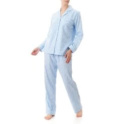 Givoni Flannelette PJ Set Long Ladies Wren Blue