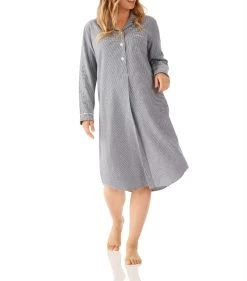 Magnolia Lounge LS Brushed Cotton Night Shirt Houndstooth Ladies -All Mode Shop AvaHoundstoothMidiLenghtNightieYSR189M D2219 1