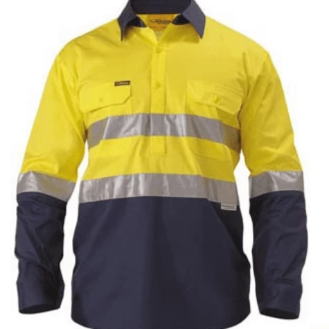Bisley Hi Vis CF Shirt LS Taped BSC6896 -All Mode Shop Bisleyhivisyellow6896