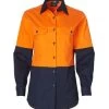 AIW Ladies Hi Vis 2 Tone Shirt LS -All Mode Shop SW64 OrangeNavy l