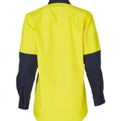 AIW Ladies Hi Vis 2 Tone Shirt LS -All Mode Shop SW64 YellowNavy Back