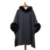 Taylor Hill Poncho Hooded Faux Fur 2 Taylor Hill Poncho Hooded Faux Fur -All Mode Shop THSP1041DarkGrey