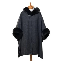 Taylor Hill Poncho Hooded Faux Fur