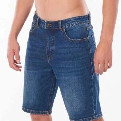 Rip Curl Ripcurl Denim Shorts Tidal Blue Mens 7 Rip Curl Ripcurl Denim Shorts Tidal Blue Mens -All Mode Shop tidal blue front view